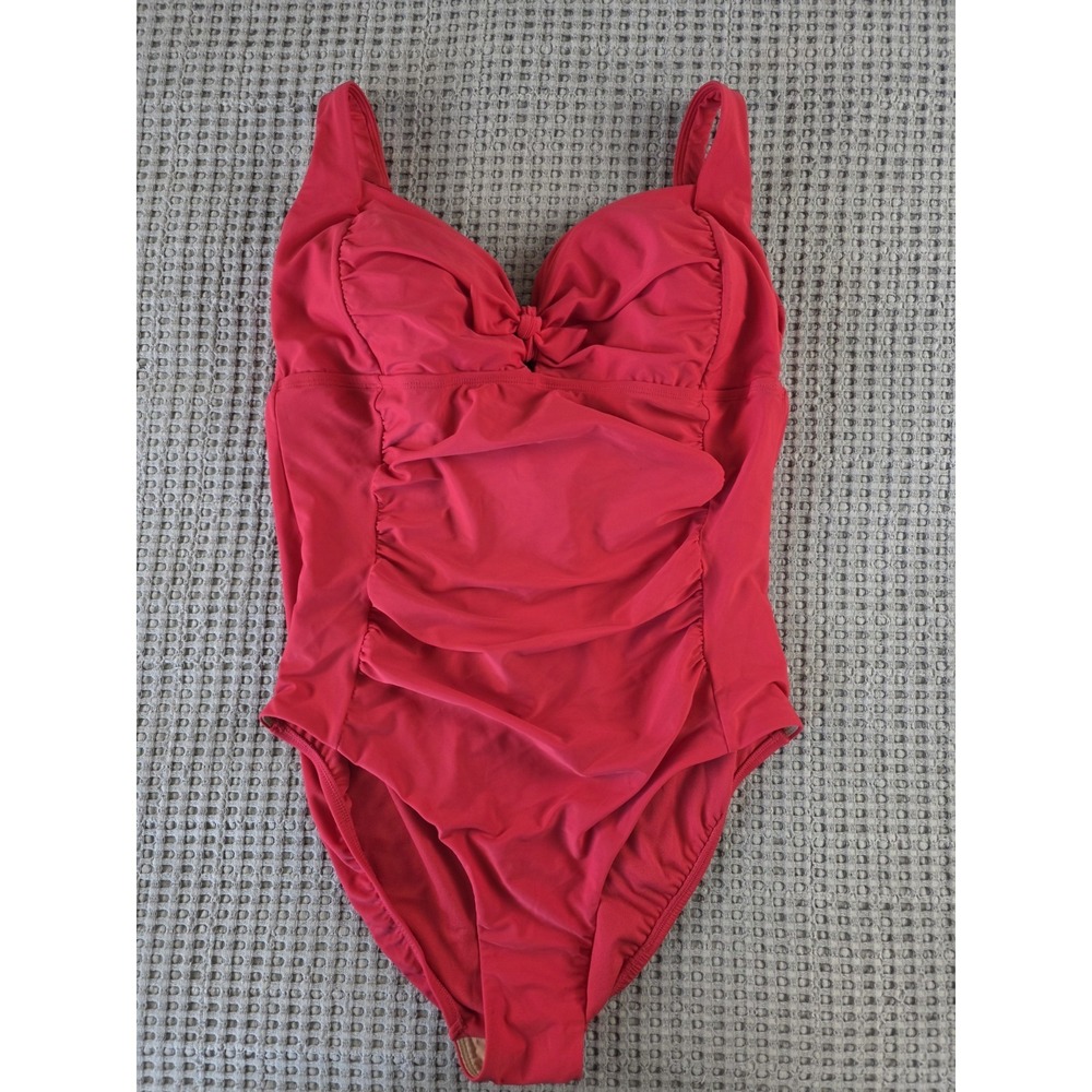 NEW Shade And Shore Women Red 1 Piece Swimsuit Full Seat Coverage Junior Size 17